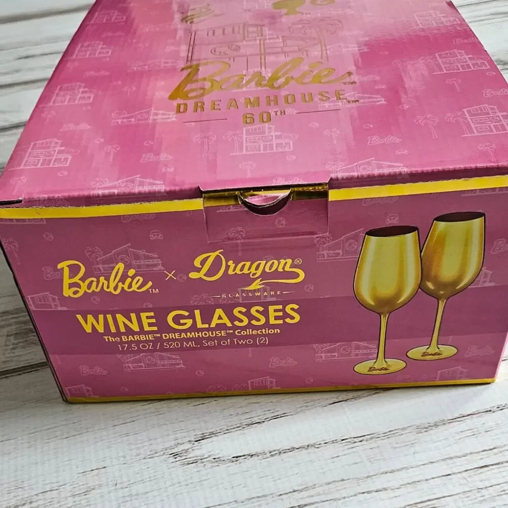 Dragon Glassware x Barbie Wine Glasses, Dreamhouse Collection New